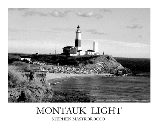 Cliffside Black and White Montauk Light Print# 4004