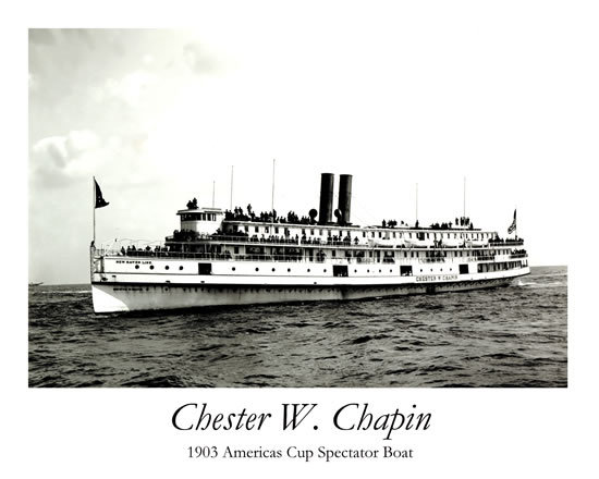 Chester W. Chaplin 1903 Americas Cup Spectator Boat Print# 6004A