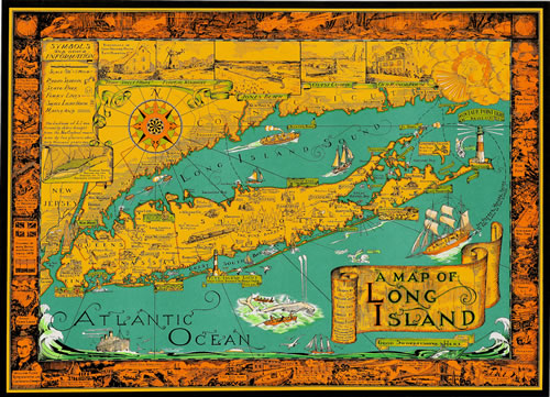 Historic Long Island Map Print# 6901A