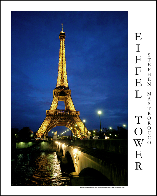 Paris Eiffel Blue Verticl Print# 9220